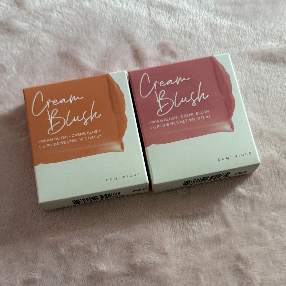 Dominique Cream Blush Duo - warm peach and Soft Pink